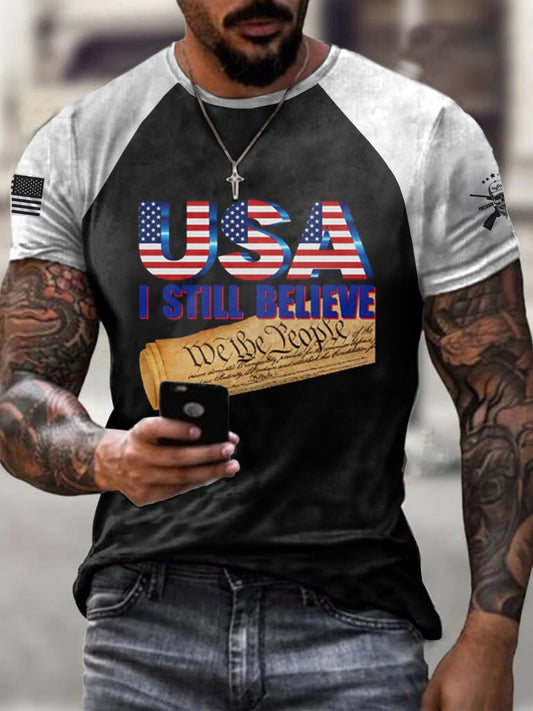 USA I STILL BELIEVE RAGLAN GRAPHIC TEE - DUVAL