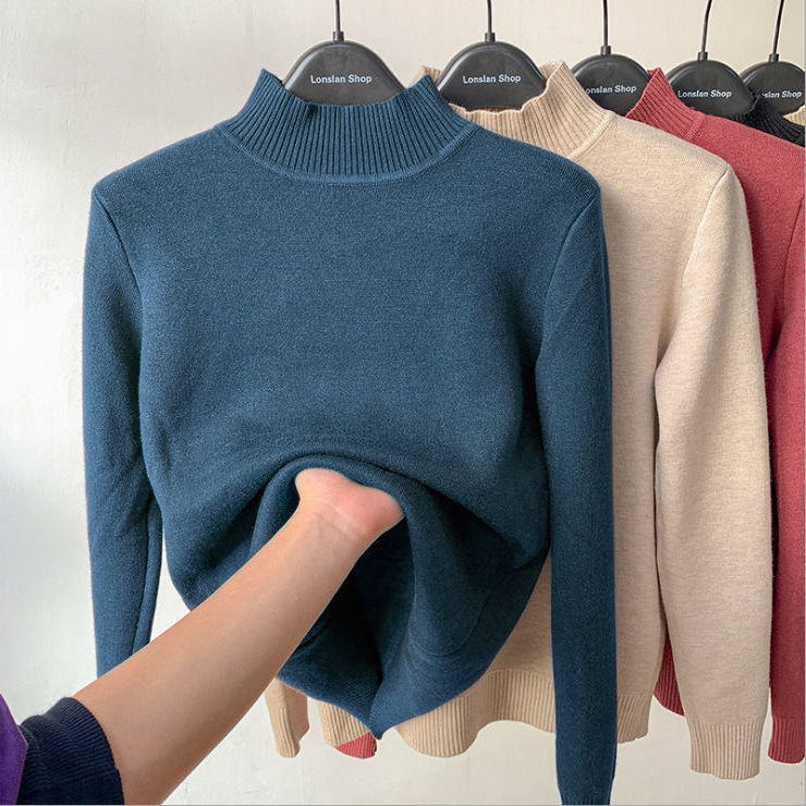 Winter thickened half turtleneck inner sweater