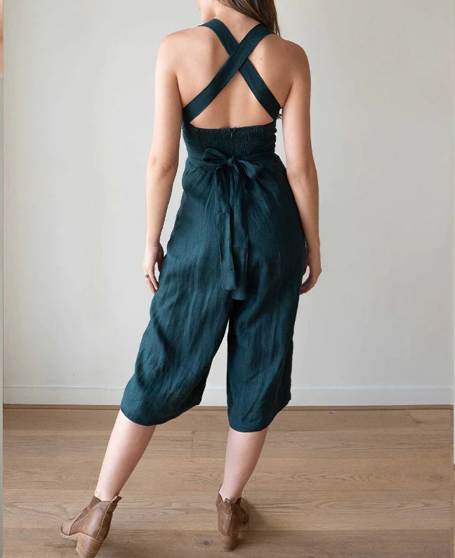 Elegant Lace Up Wide Leg Jumpsuit