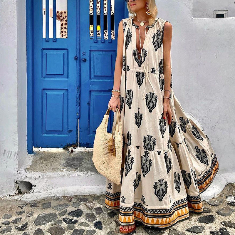 Bohemian resort print dress
