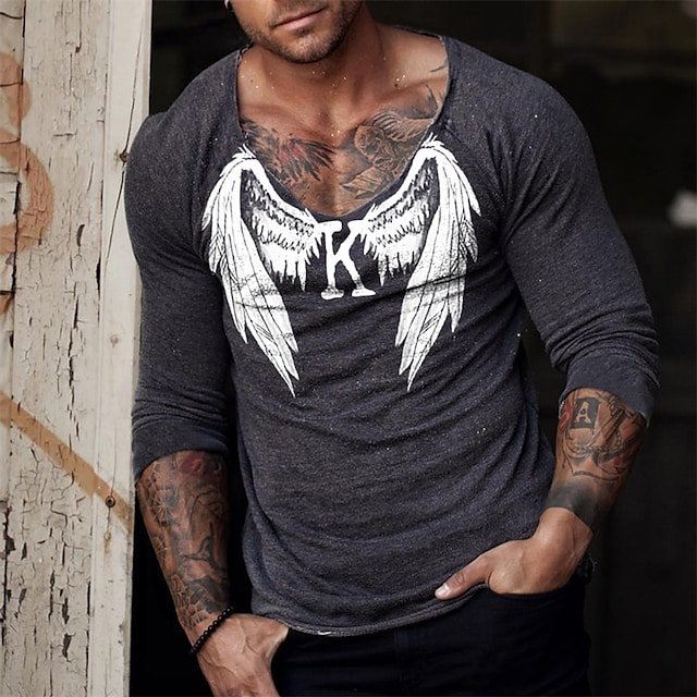 Men's T shirt Tee Hot Stamping Graphic Patterned Letter V Neck Street Daily Print Short Sleeve Tops Designer Casual Fashion Comfortable Gray - DUVAL