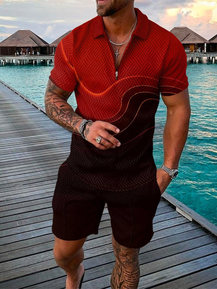 Men's casual printed polo suit main image 0
