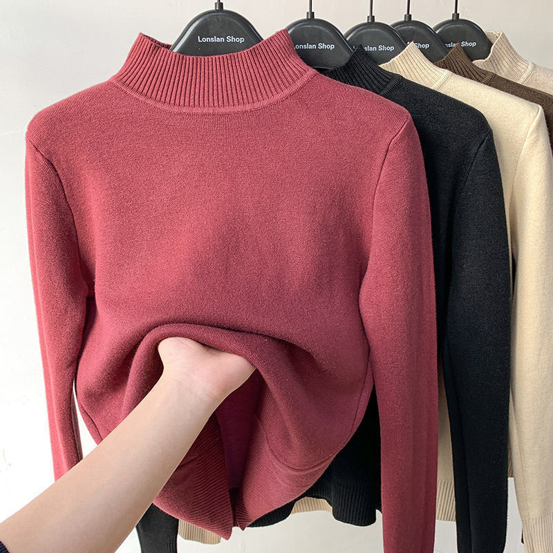 Winter thickened half turtleneck inner sweater