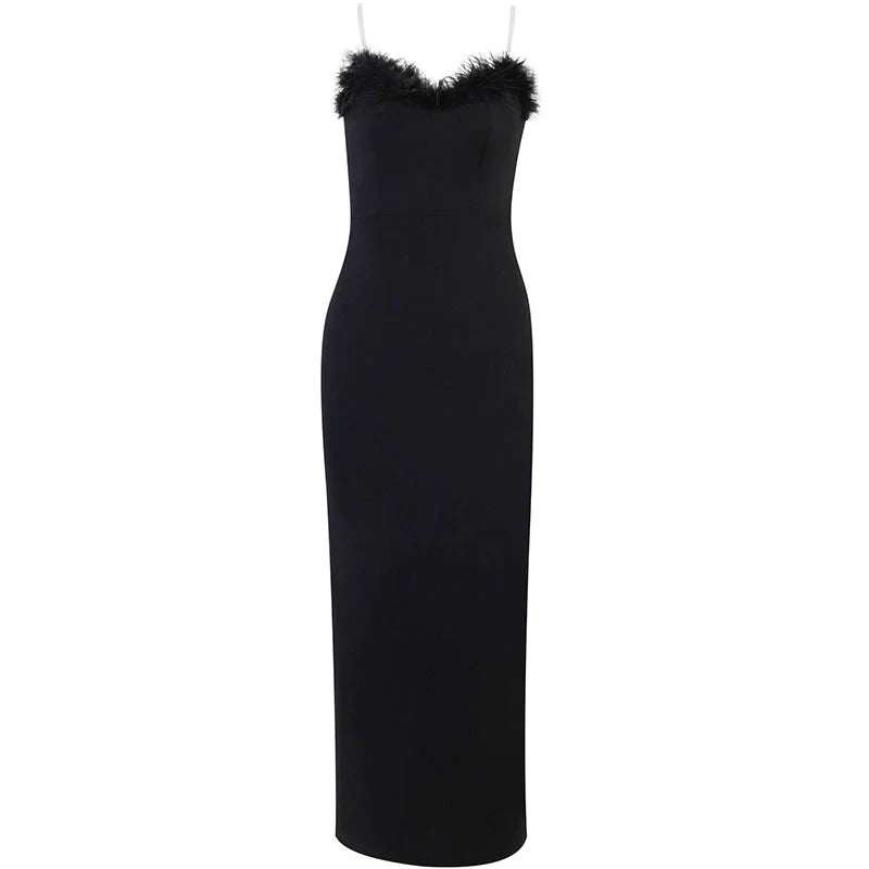 Elegant V-neck Furry Fish Tail Women's Dress