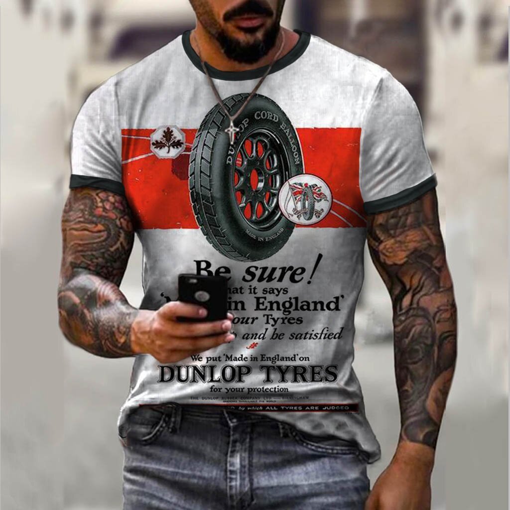 Men's Retro Print Short-sleeved T-shirt - DUVAL