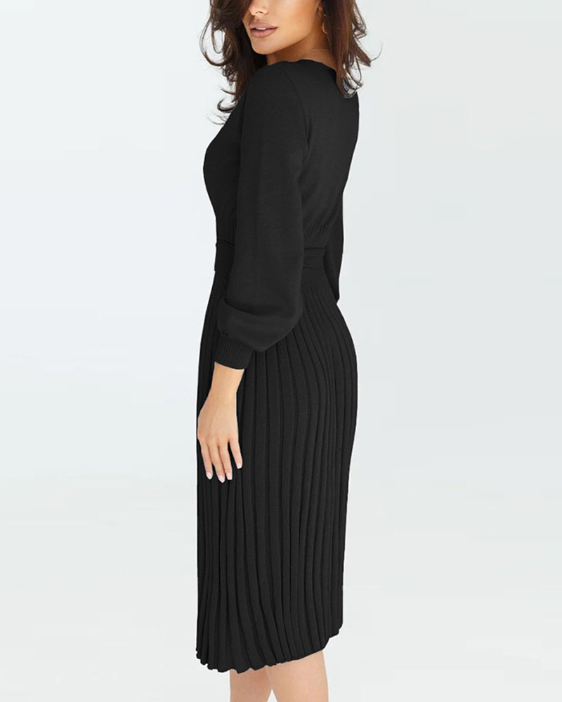 Robe plissée slim tricotée automne hiver