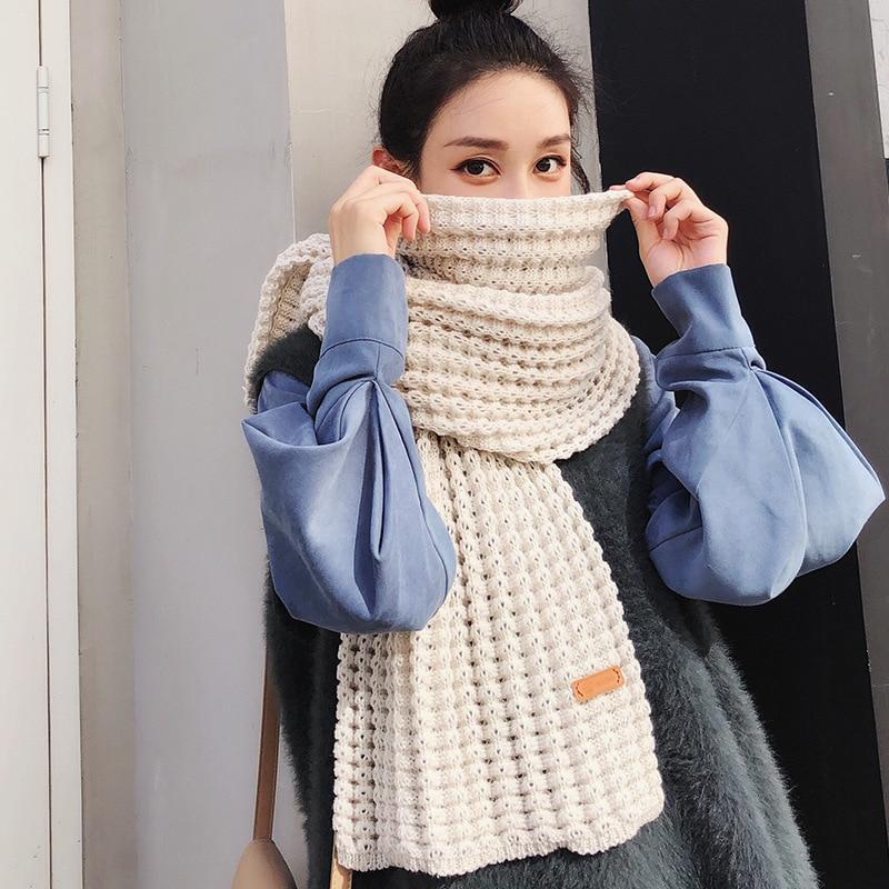 New Winter Knitted Scarf Fashion Women Warm Pashmina Thickened Wool Scarf