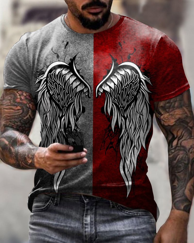 Wings Grey Red Matching Men's T-Shirt