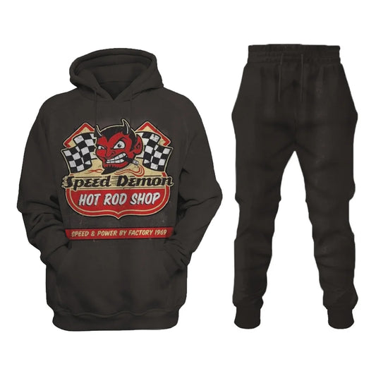 Speed Demon Mens Motorcycle Print Fashion Sweatshirt Set