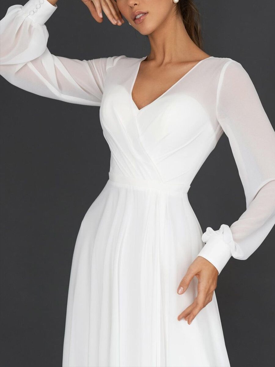 Elegant Long-sleeved Chiffon Large Swing Mesh Dress