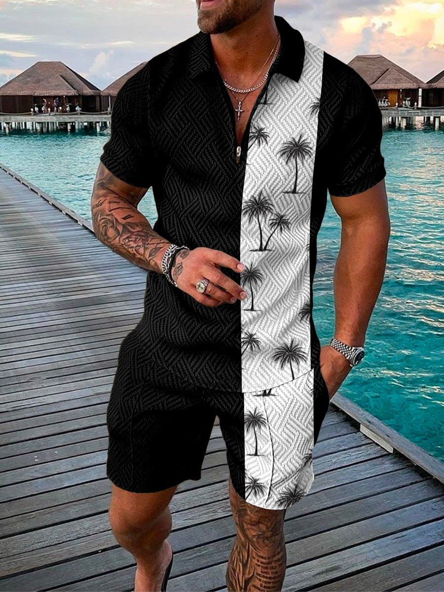 Men's Casual Tropical Black Polo Suit – DUVAL