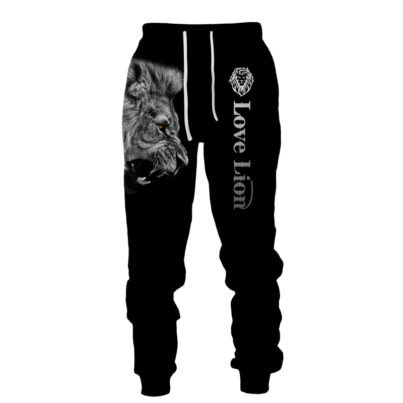 3D Tracksuit Sets Lion Print Edition Black/White