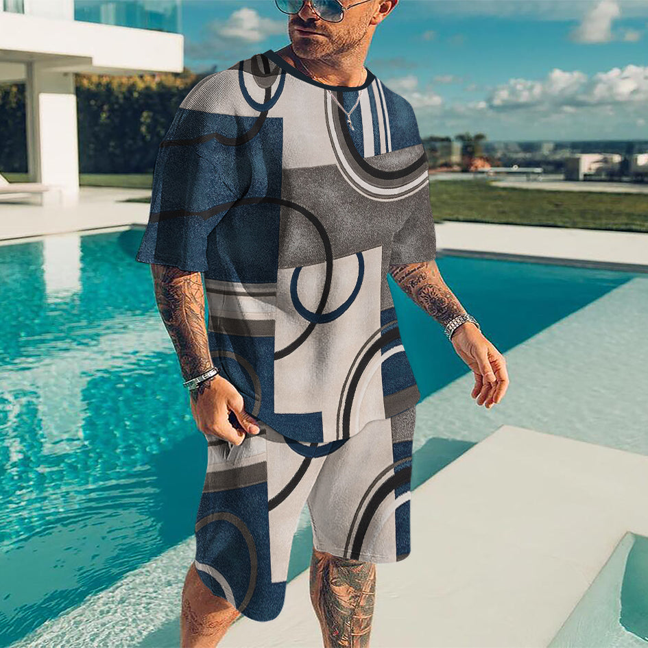 Oversized  T-Shirt & Shorts Set Modern Blue - DUVAL