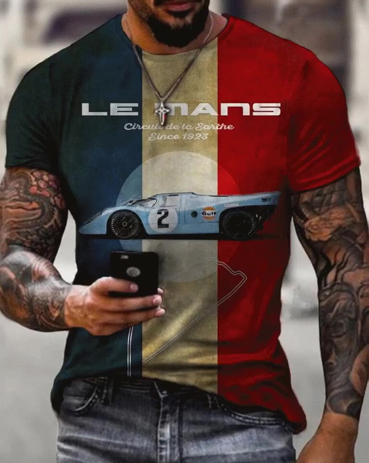 Le Mans Race Car Retro Outdoor French Men's T-shirt - DUVAL