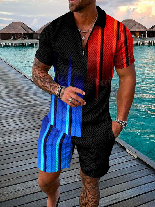 Men's Casual Neon Dripping Polo Suit