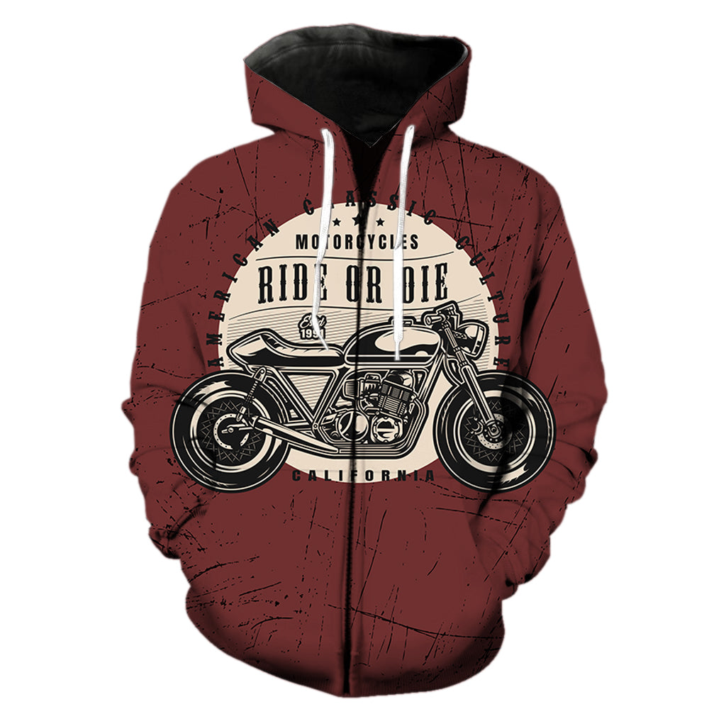 American Classic Culture Motorcycle  Zipper Hoodie - DUVAL
