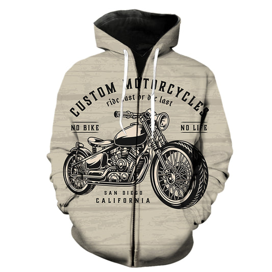 Ride Fast or Die Last Motorcycle Men's Zipper Hoodie
