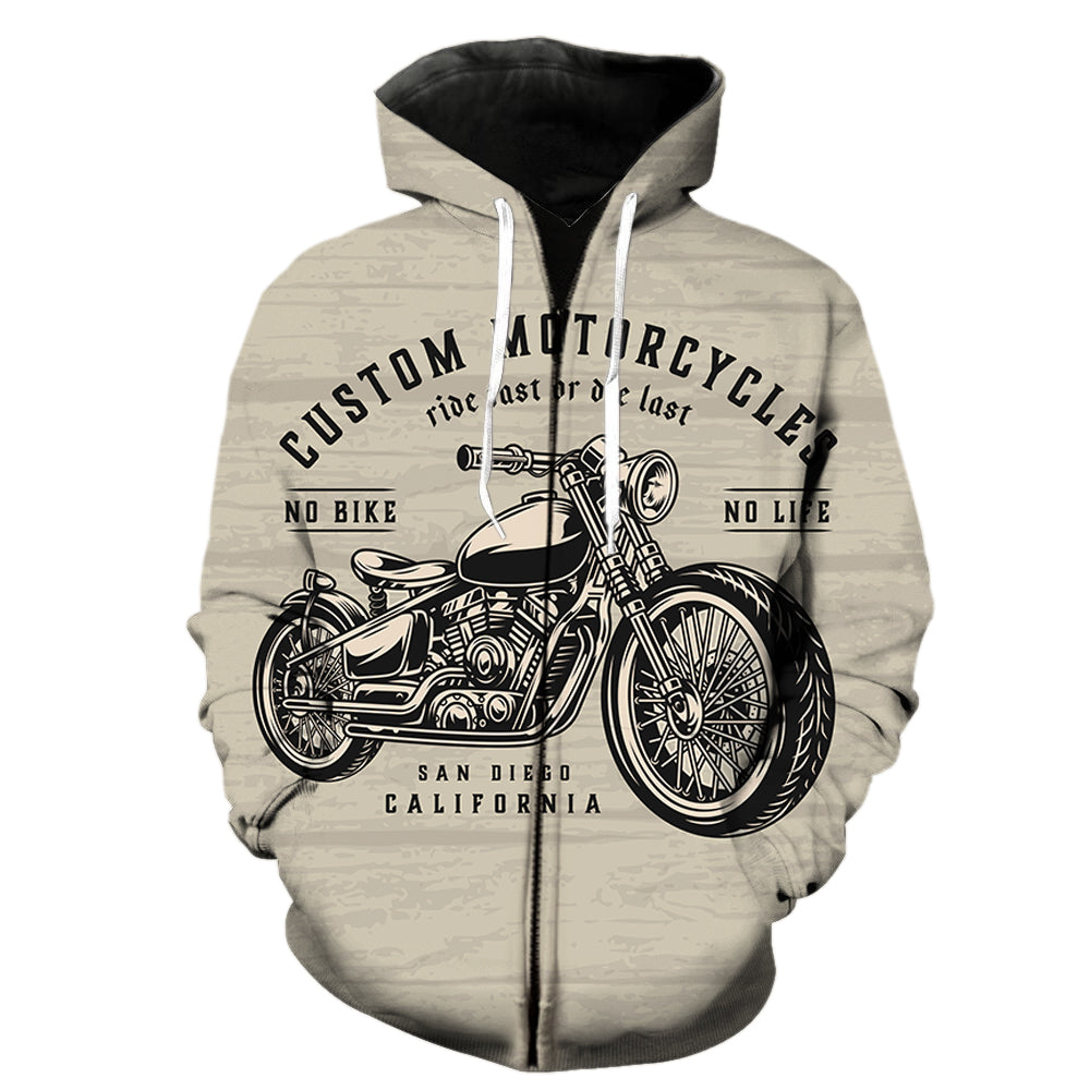 Ride Fast or Die Last Motorcycle Sudadera con capucha y cremallera para hombre 