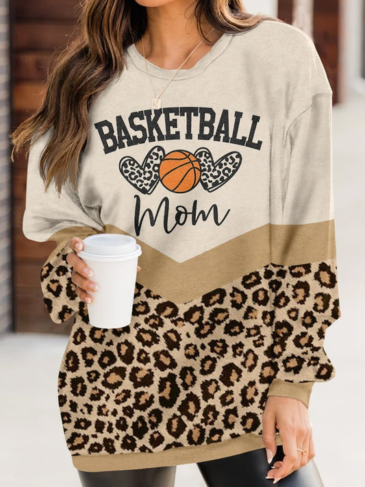 Basketball Mom Women's Round Neck Casual Loose Sweater