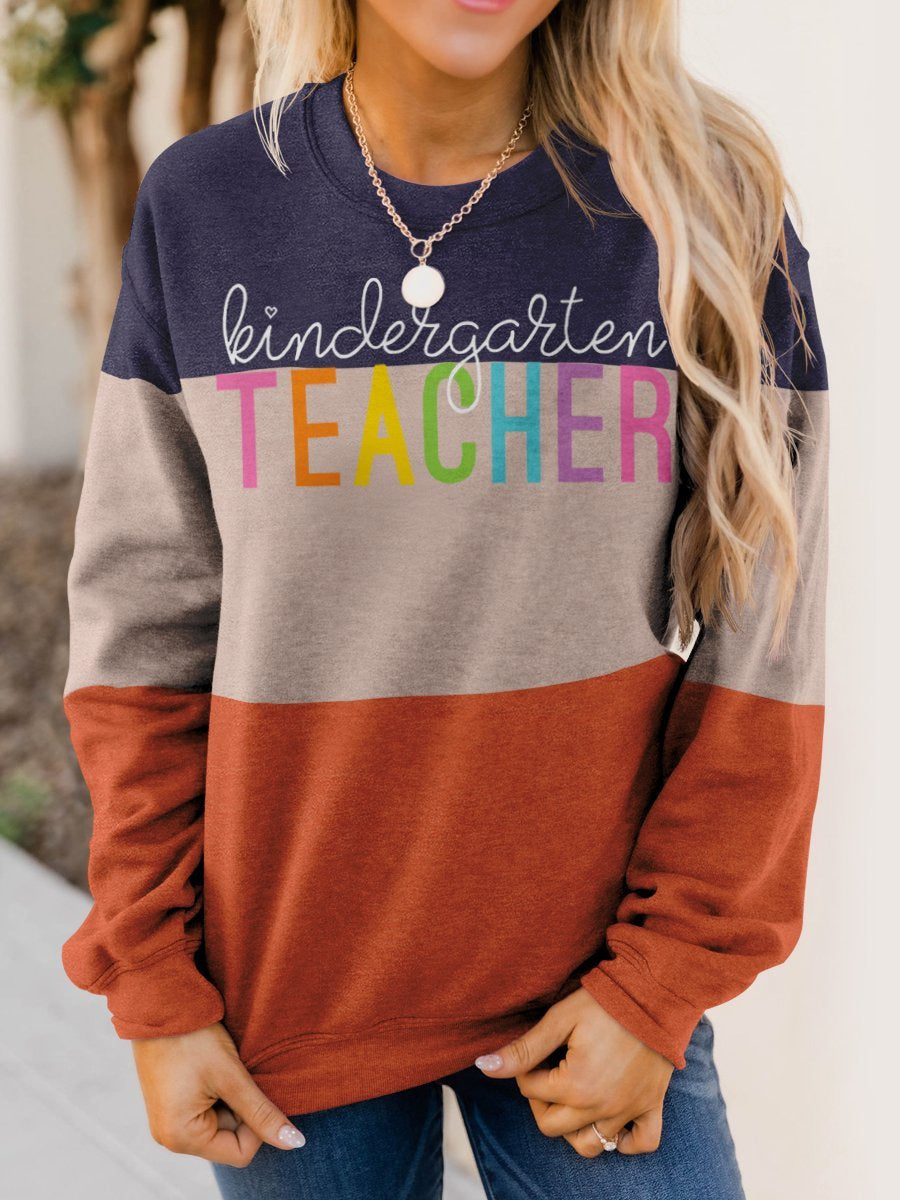 Kindergarten Teacher Women's Round Neck Casual Loose Sweater - DUVAL