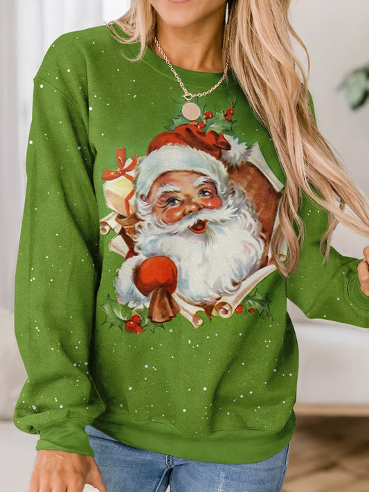 Santa Clause Women's Round Neck Casual Loose Sweater - DUVAL