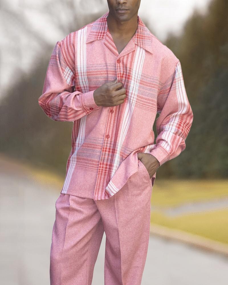 Pink Modern Luxury Walking Suit Long Sleeve Set - DUVAL