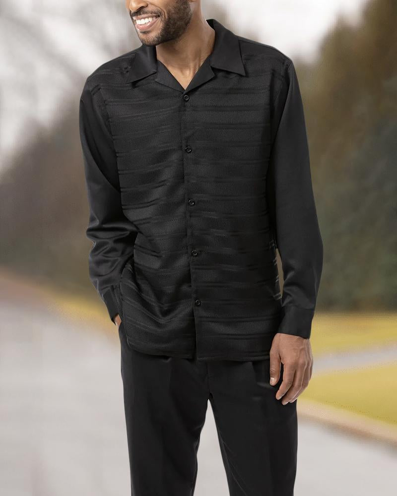 Black Luxury Walking Suit Long Sleeve Set