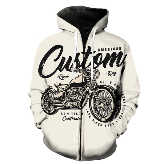 American Custom Motorcycle Men's Zipper Hoodie