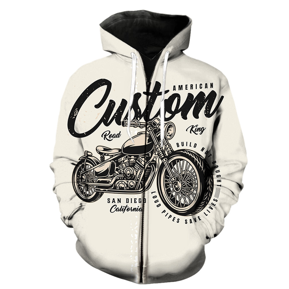 Sudadera con capucha y cremallera para hombre American Custom Motorcycle 
