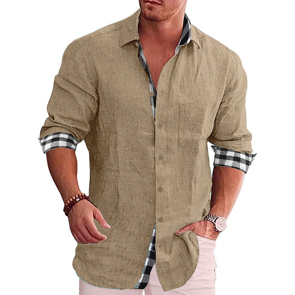 Gentleman Paneled Casual Buttons Pocket Blouse - DUVAL
