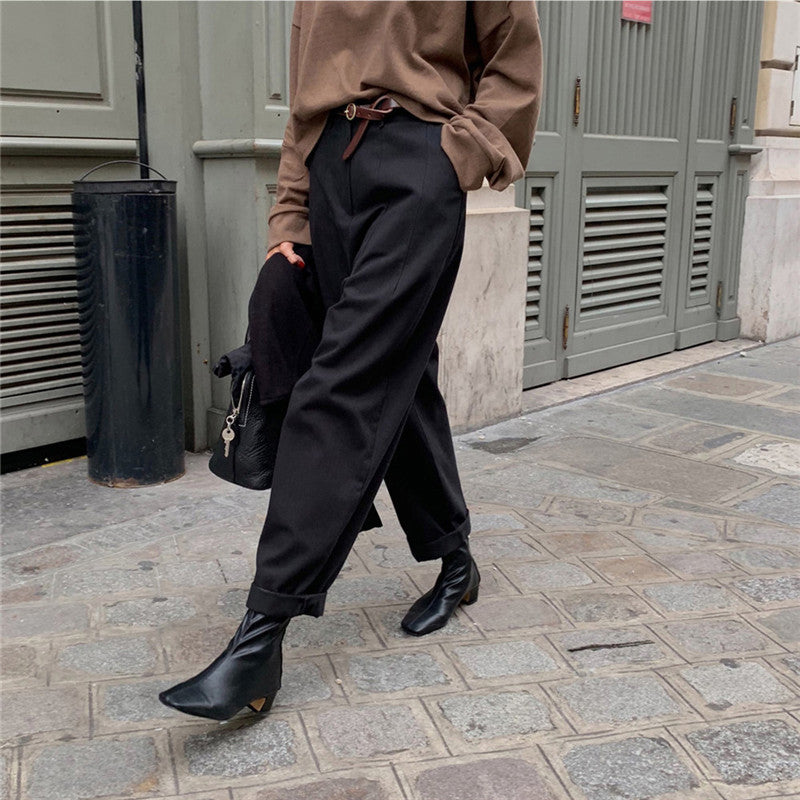 Versatile loose straight-leg commuter harem pants
