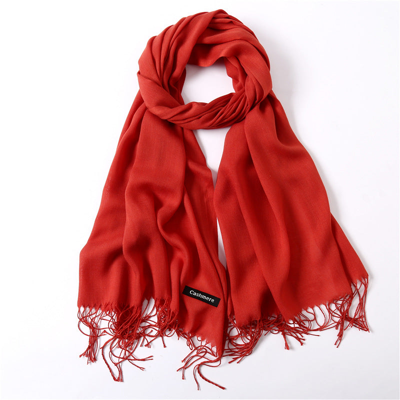 Classic Solid Color Cashmere Scarf