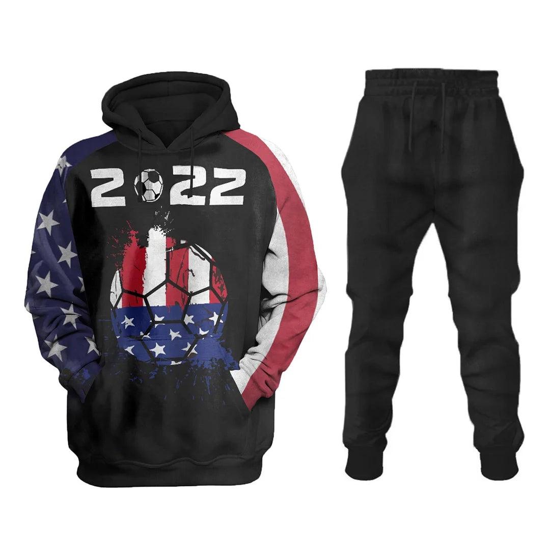 2022 America Printed Sweatshirt Set