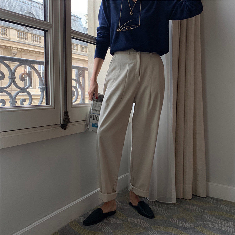 Versatile loose straight-leg commuter harem pants