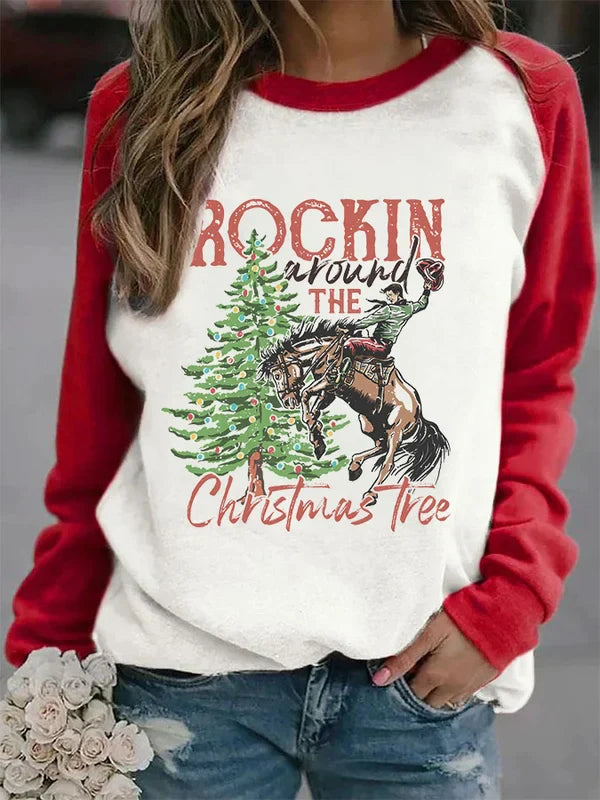 Rockin Around The Tree Print Sweatshirt