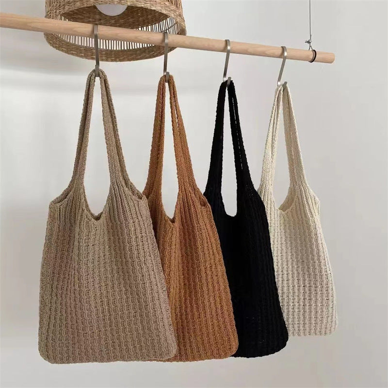 Retro simple knitted bag large capacity bag