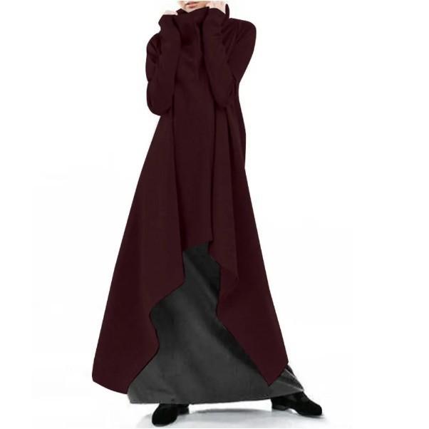 Robe pull à col roulé de couleur unie, ample et irrégulière