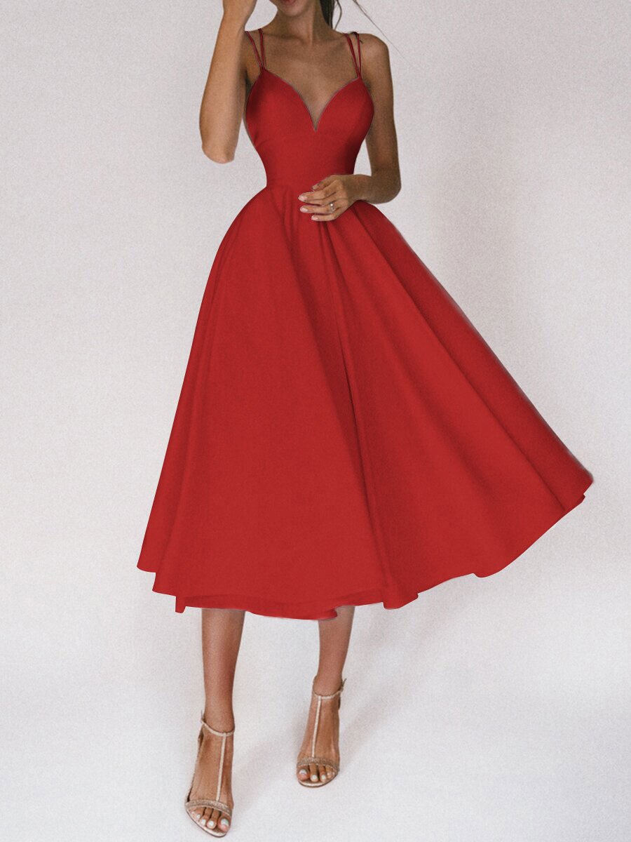 Elegant Strappy Swing Midi Dress