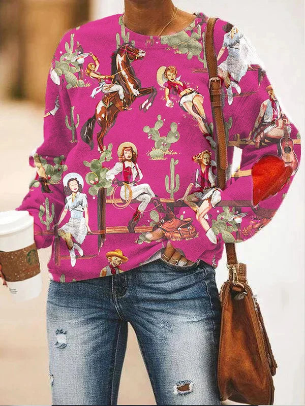 Western Vintage Print Hoodie