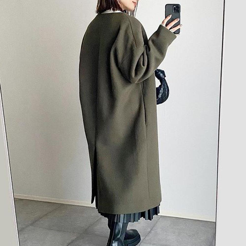 Light cooked style loose mid-length coat