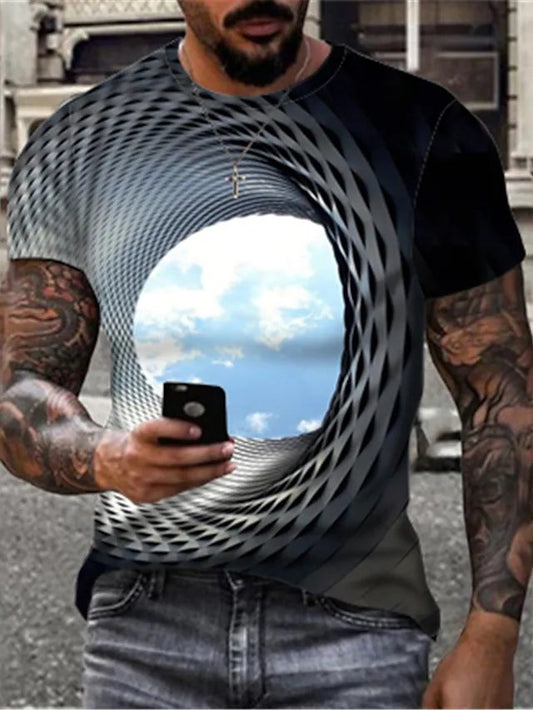 Men's T-Shirt 3D Print Short Sleeve Casual Tops - DUVAL