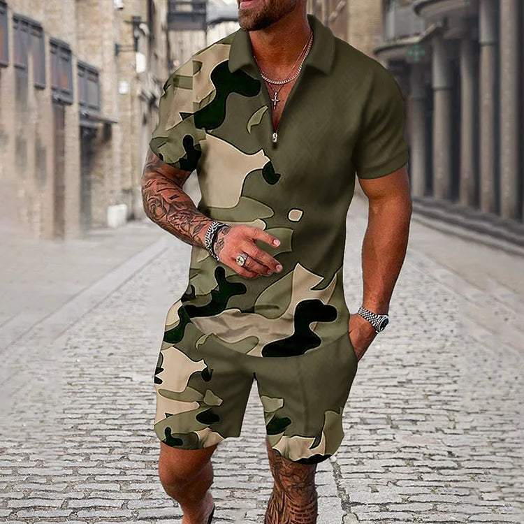 Camouflage Elite Polo Shirt And Shorts Co-Ord - DUVAL