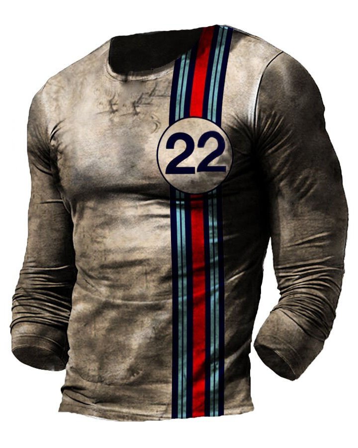 Men Outdoor Martini Racing NO 22 Printed Long-sleeved Shirt - DUVAL