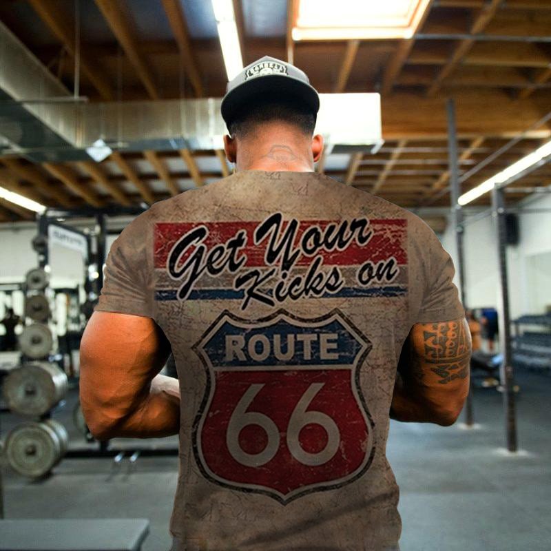 Men's Retro Route 66 Printed T-Shirt