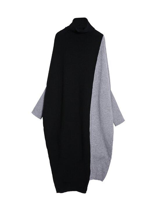 Split-Joint High-Neck Batwing Sleeve Asymmetric Sweater Dress