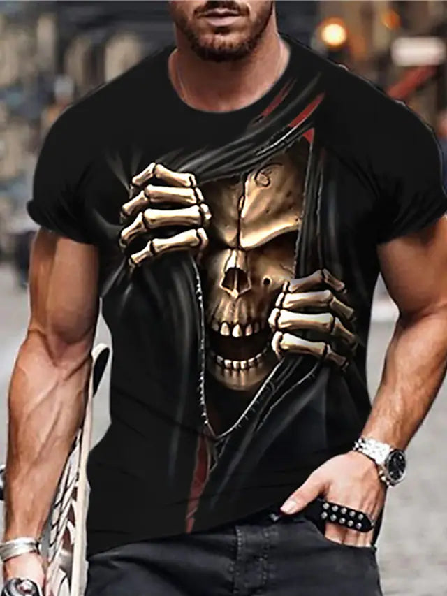 Men's T-Shirt 3D Print Short Sleeve Casual Tops - DUVAL