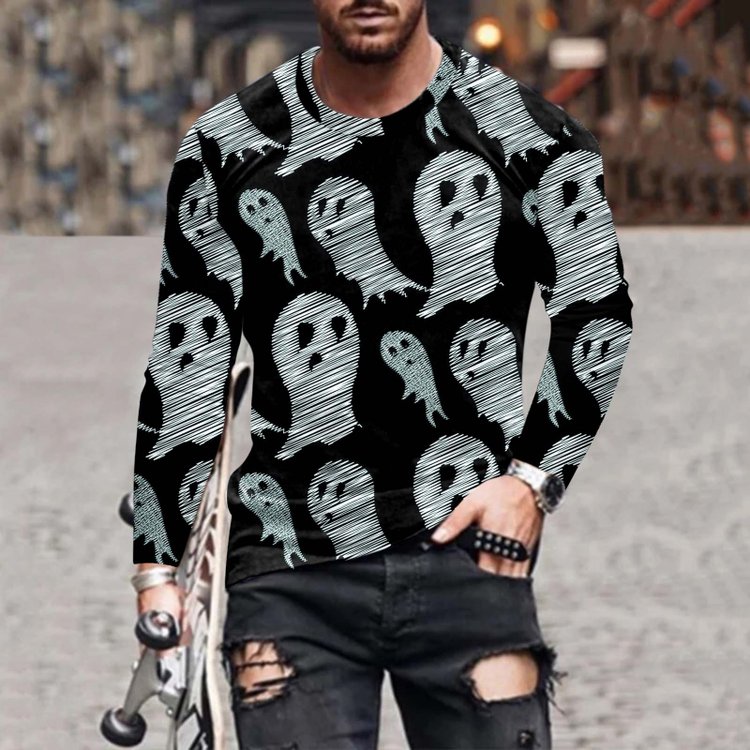 Men's Stylish Casual Halloween Long-Sleeved T-Shirt - DUVAL