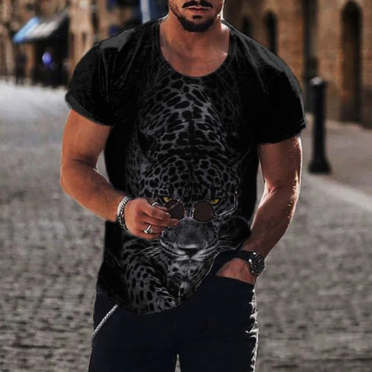 Men's Stylish Casual Leopard Print T-Shirt - DUVAL