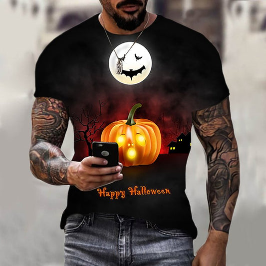 Men's Stylish Casual Halloween Short Sleeved T-Shirt - DUVAL