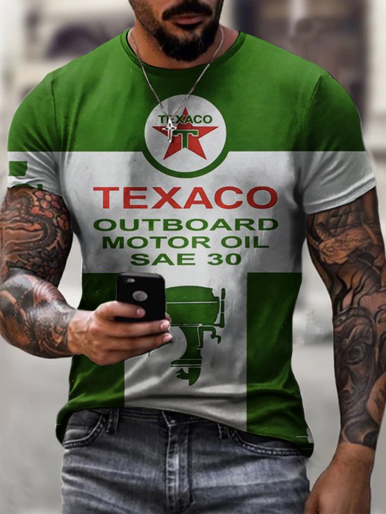 Crew Neck Motor Oil Motorcycles Short Sleeve Tops T-shirts - DUVAL